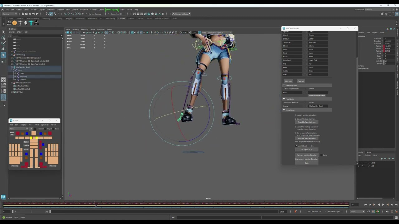 Adding Motion capture data to an Advanced Skeleton Rig