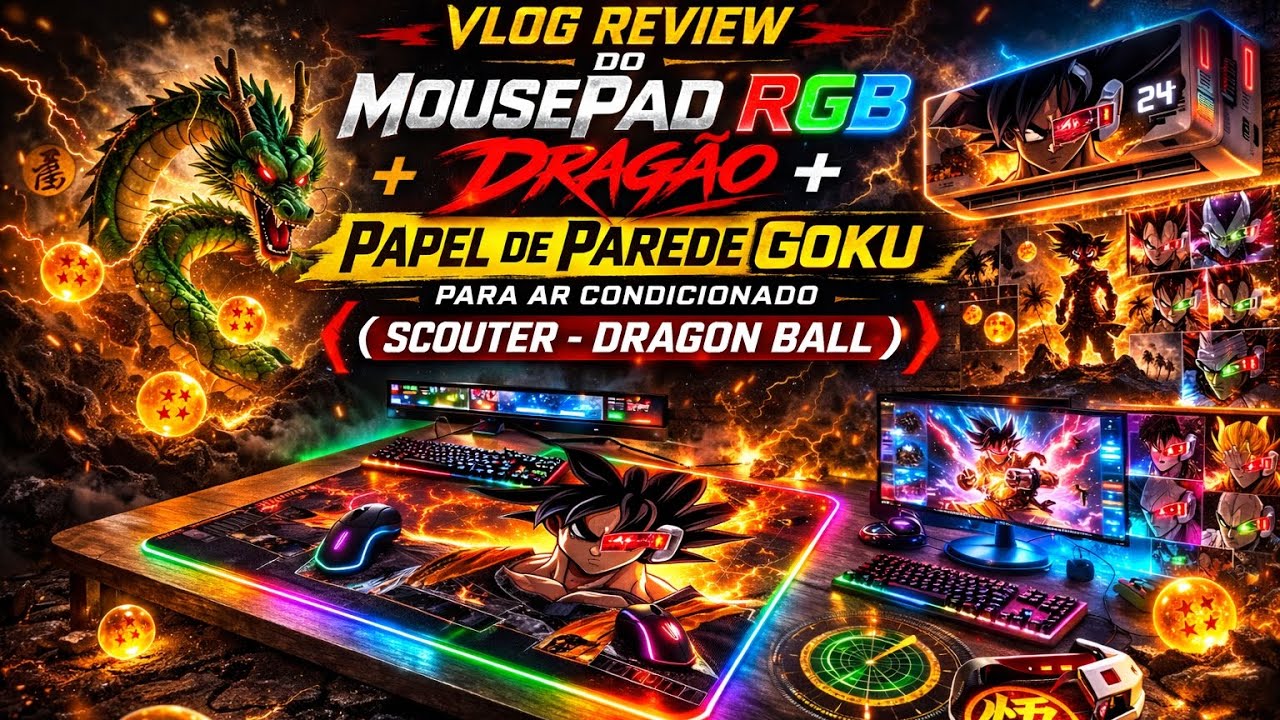 Vlog (PT 01/2) Mouse Pad RGB Dragão Exbom + Instalação Adesivo Papel de Parede Goku Ar Condicionado 