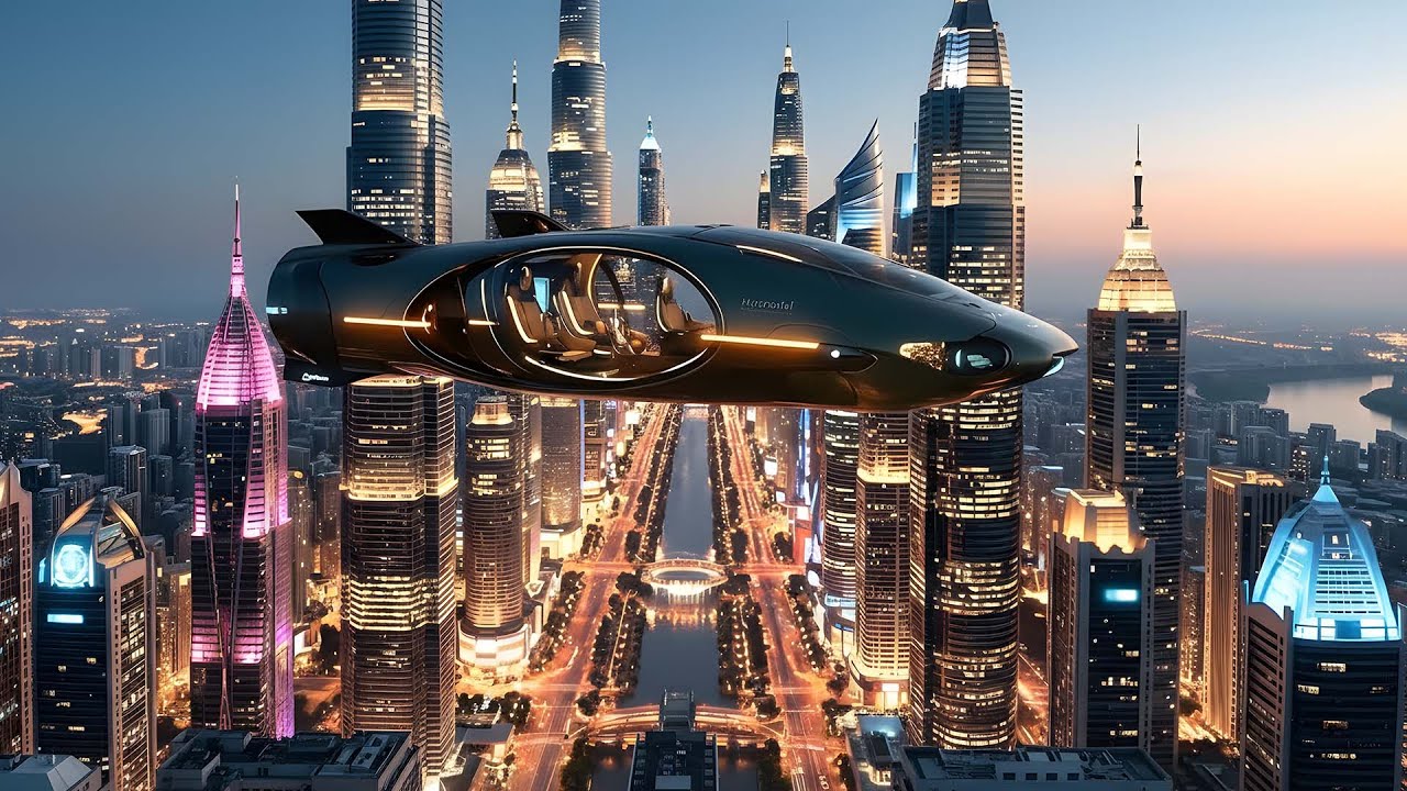 Future City 2100: Flying Supercars & Golden Skyscrapers | AI Sci-Fi 4K