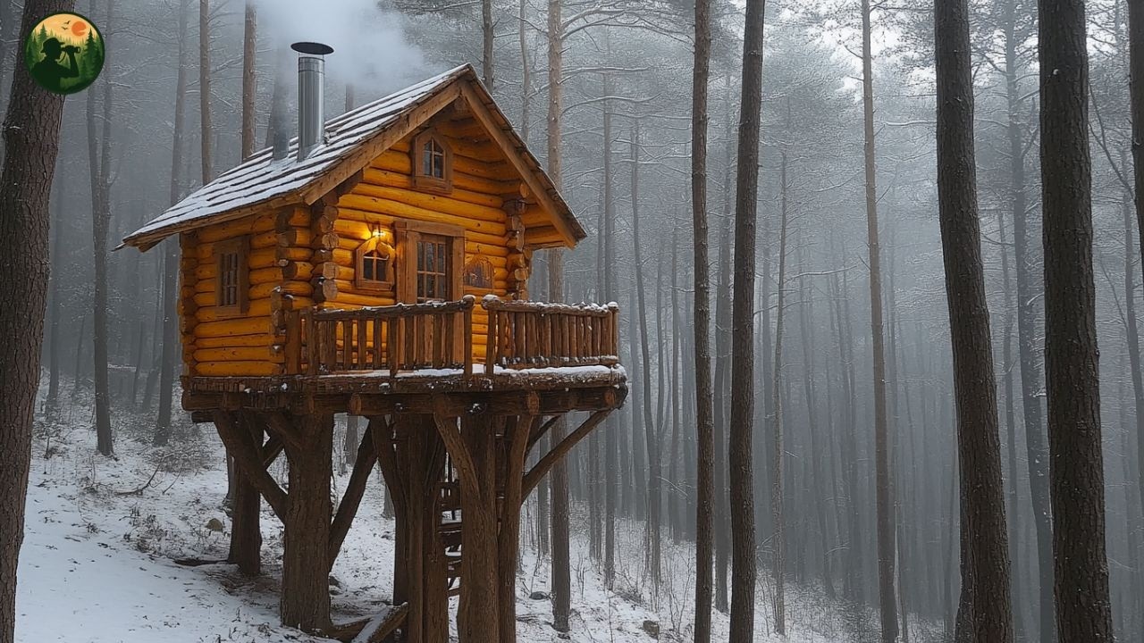 The Man Alone In The Forest Builds A Stunning Treehouse With His Own Hands