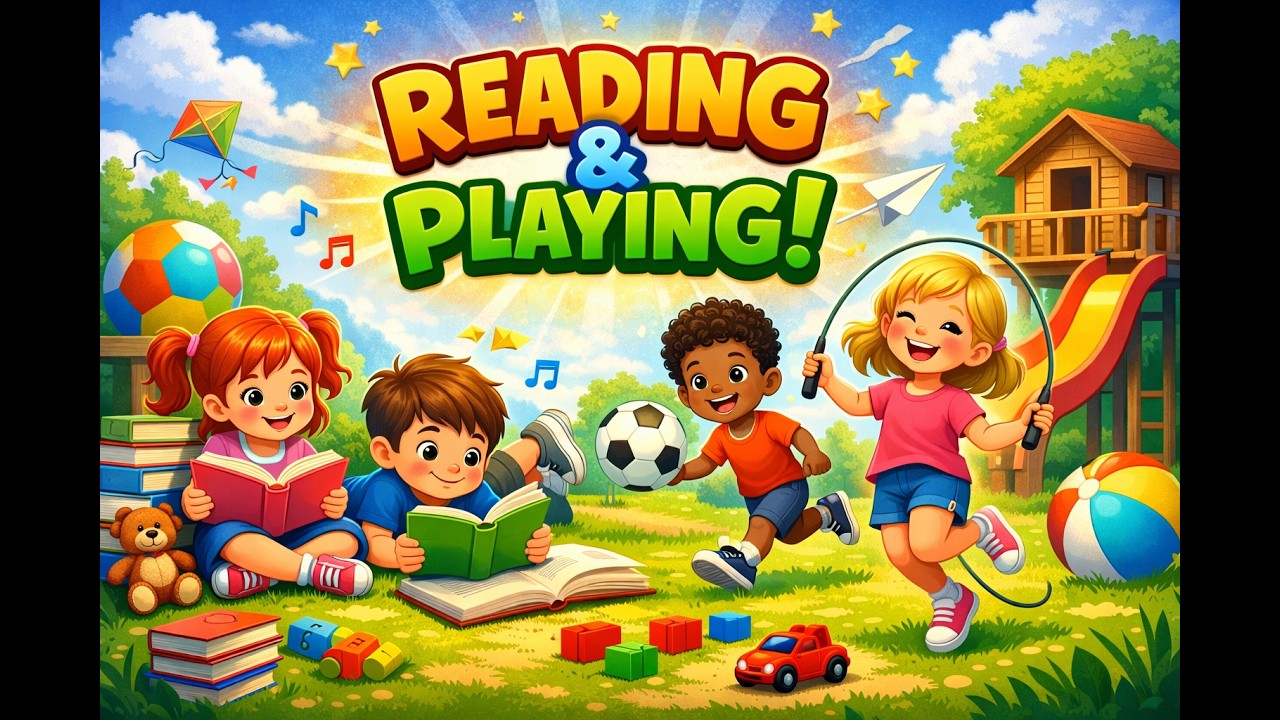 Kids Reading & Playing Fun Animation