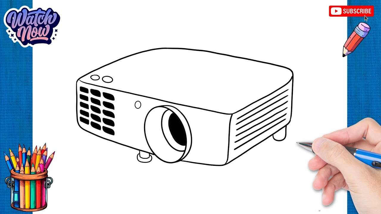 How to draw Projector - School Supplies Drawing