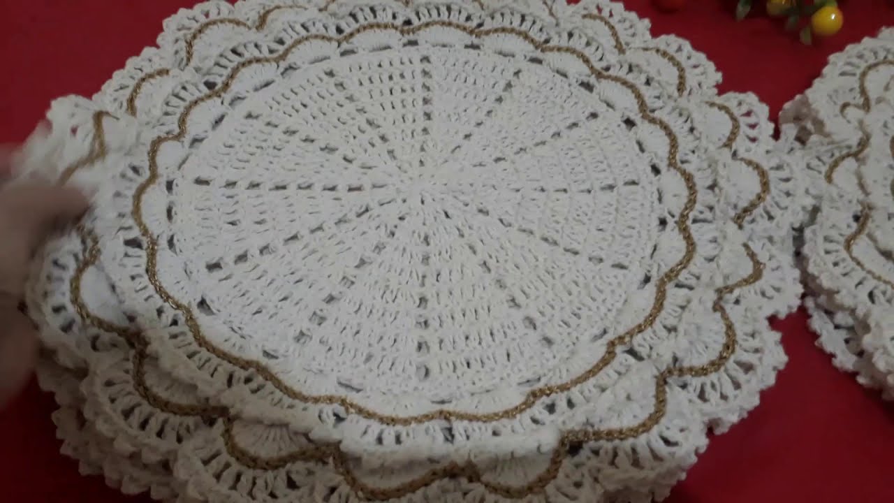 JOGO AMERICANO -  bico rendado. #sousplat #crocheteiras