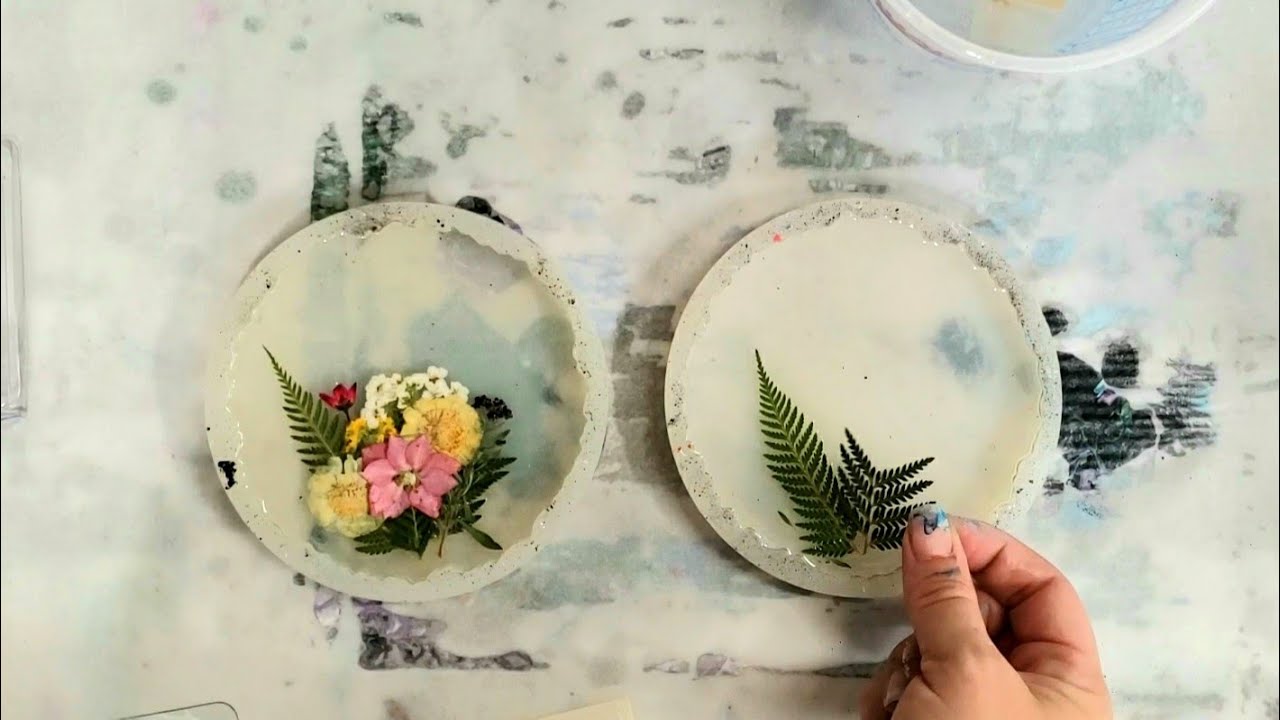 DIY pressed flower resin coasters