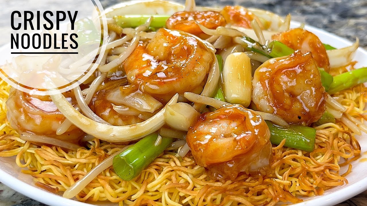 Crispy Noodle Recipe | Delicious Shrimp And Onions Over Pan Fry Crispy Noodles | Chow Mein Recipe