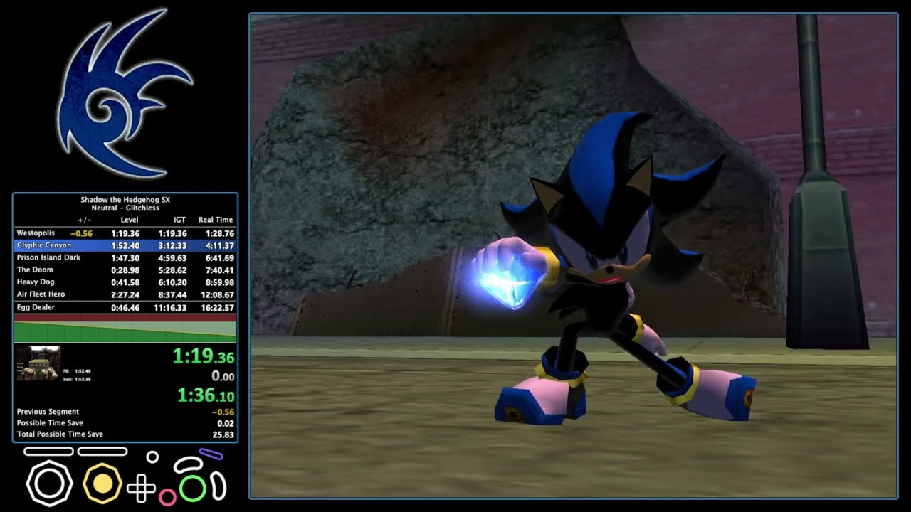 Shadow SX - Neutral Glitchless Speedrun - 10:48.50 IGT - 15:49.26 RTA