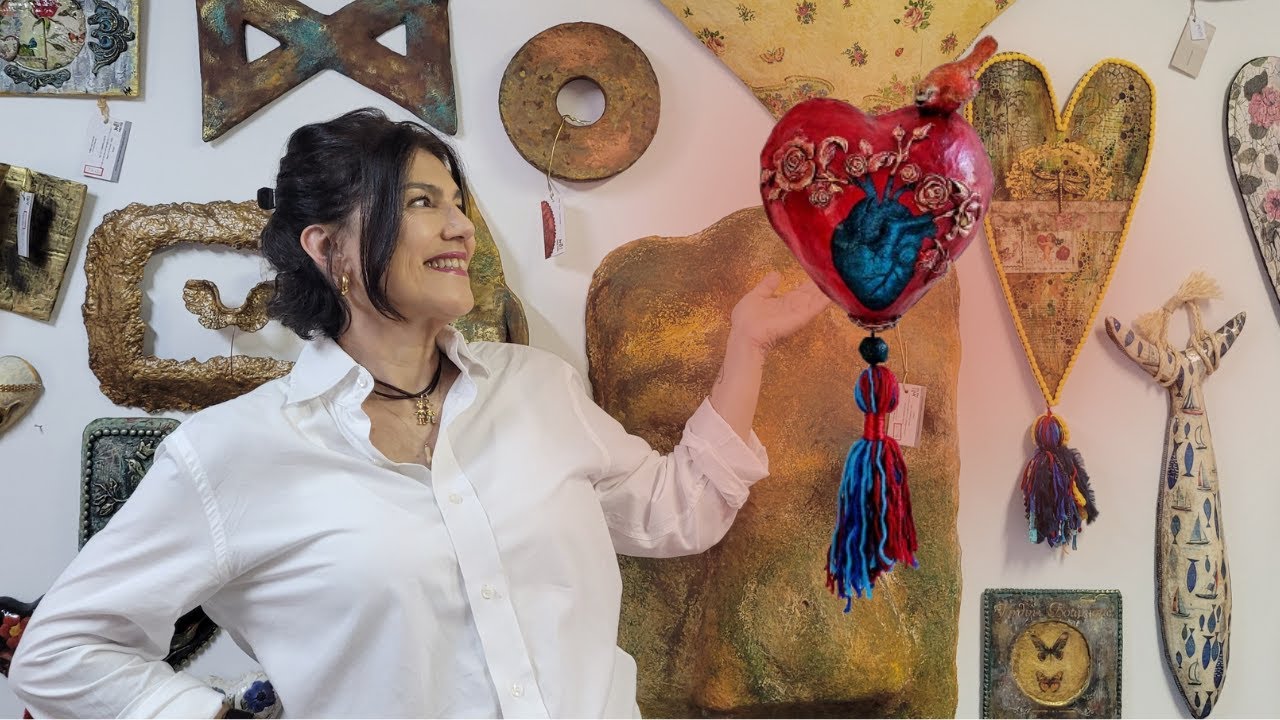 CORAÇÃO de PAPELAGEM com Porcelana Fria e Decoupage pra Decorar - Maria Ateliê