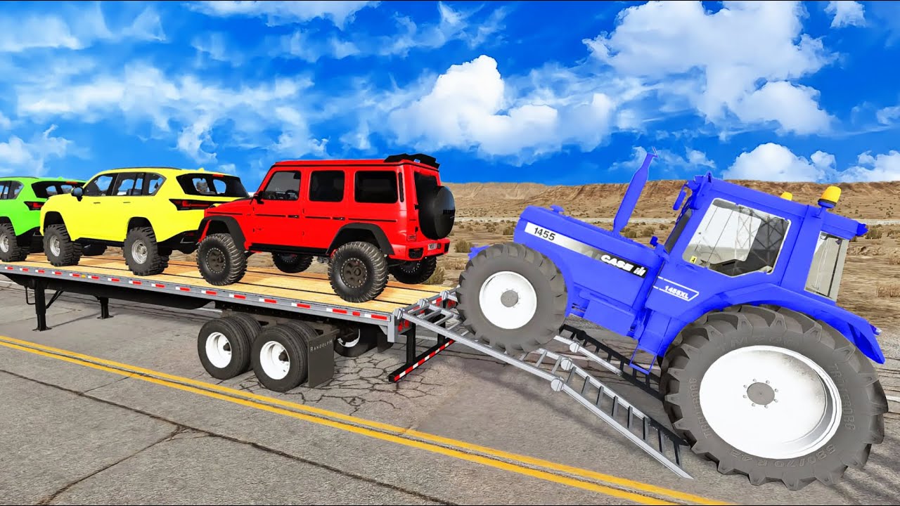 Flatbed Truck Mcqueen | Transportation with Truck - Pothole vs Car #3 - BeamNG.Drive