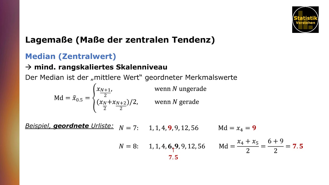 Stichprobenkennwerte I: Mittelwert, Median, Modalwert (Lagema&szlig;e)