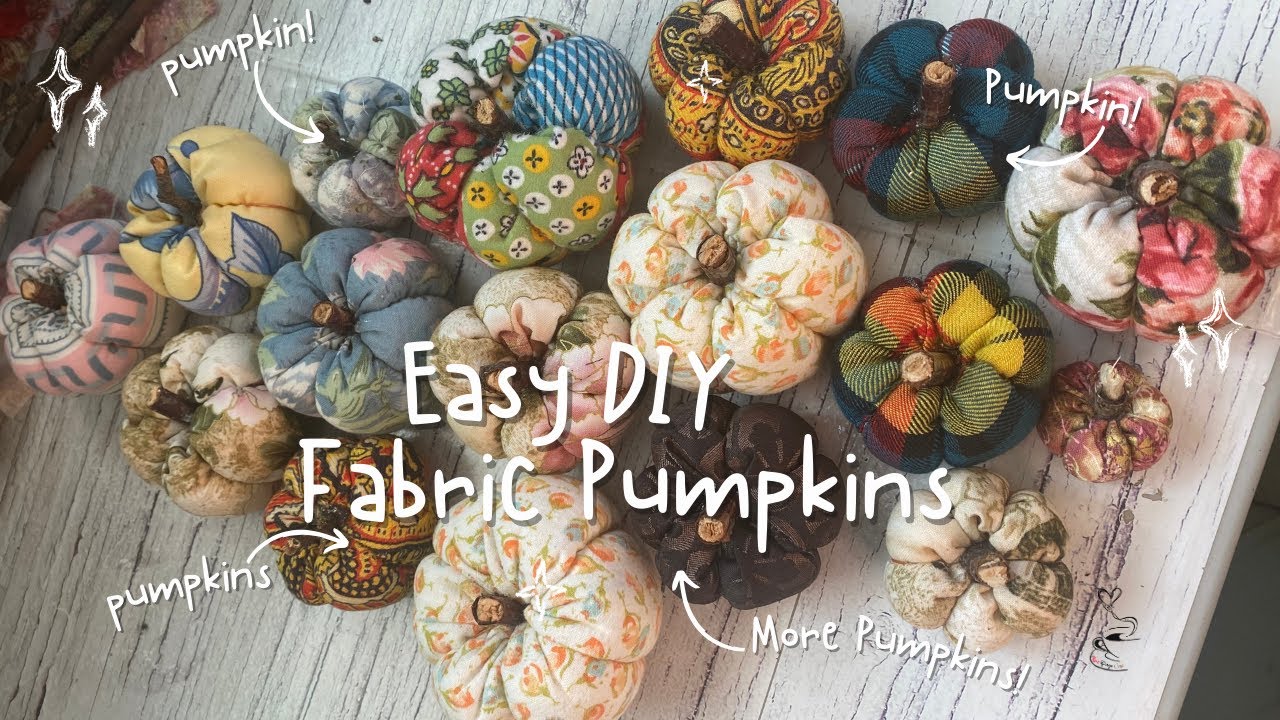 Easy DIY pumpkins| Red Page Cafe| How to make fabric stuffed pumpkins #redpagecafeart