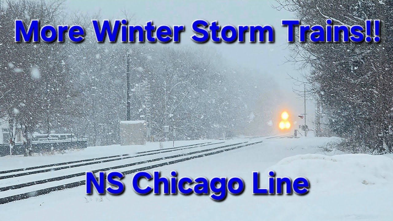 NS Chicago Line Trains in a Heavy Snowstorm ❄️ Chesterton, Indiana | Autoracks, Intermodal & Amtrak