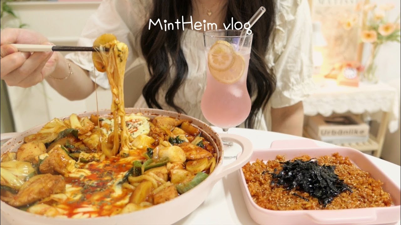 SUB)Korean food vlog🍤Готовить и есть/Cheese Dakgalbi,Creamy Shrimp,Buldak Cream Curry(mukbang/ASMR)