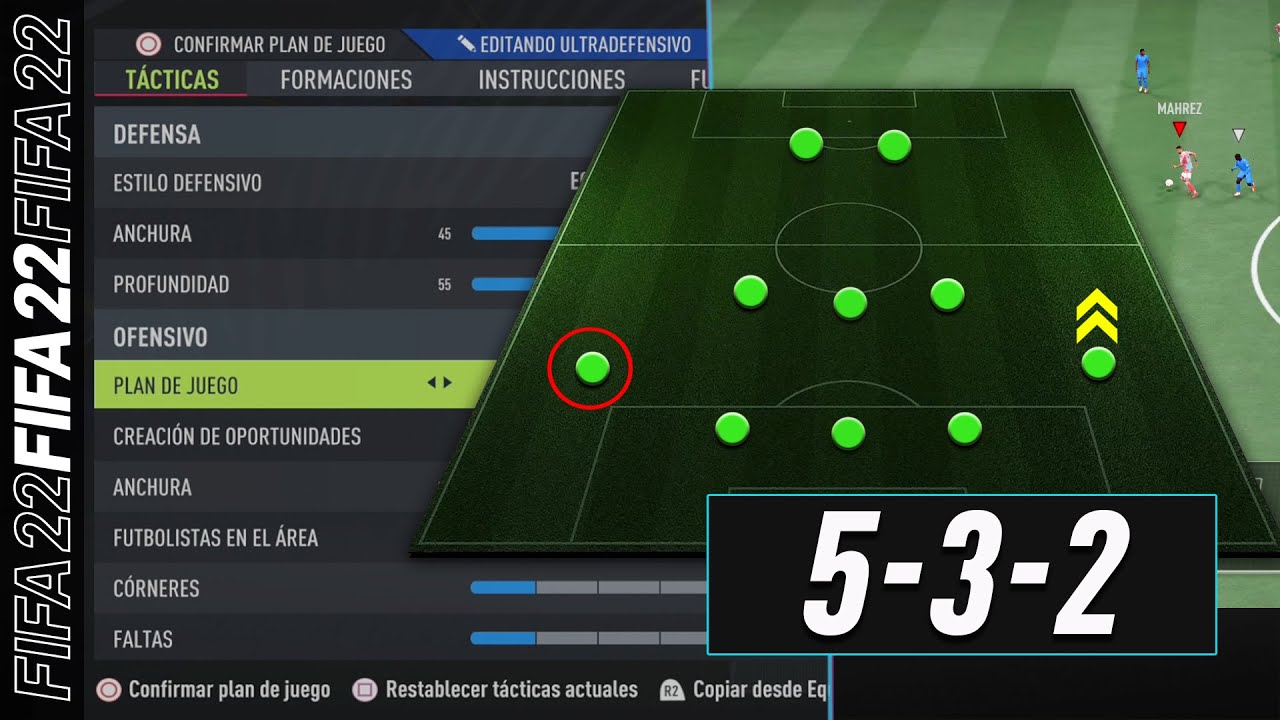 FIFA 22 | COMO JUGAR con FORMACIÓN 5-3-2 (PASO A PASO) + Tácticas e instrucciones!