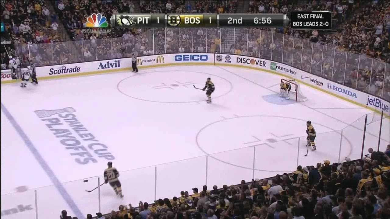 Gregory Campbell hard core after slapshot to leg . 6/5/13 Pittsburgh Penguins vs Boston Bruins NHL