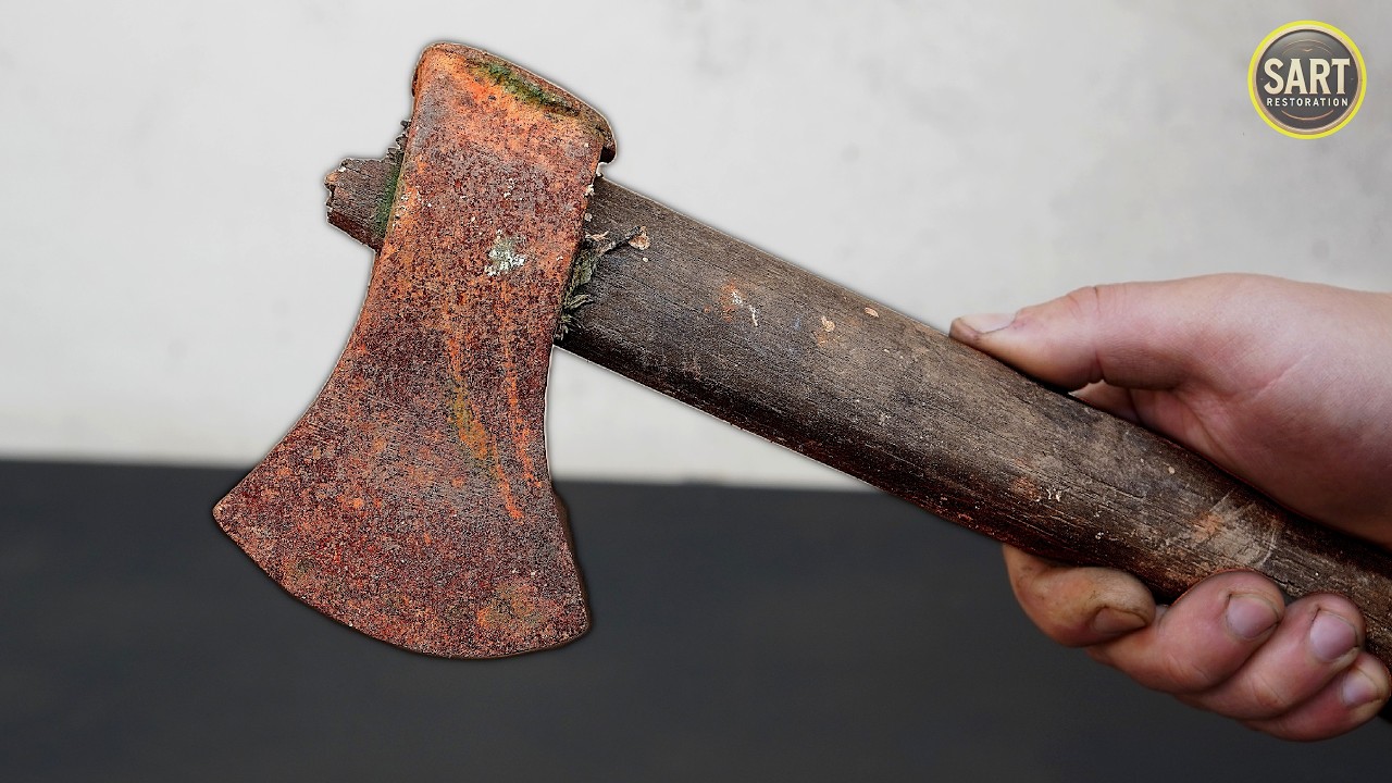 Restoration Old Rusty Damaged Survival Axe