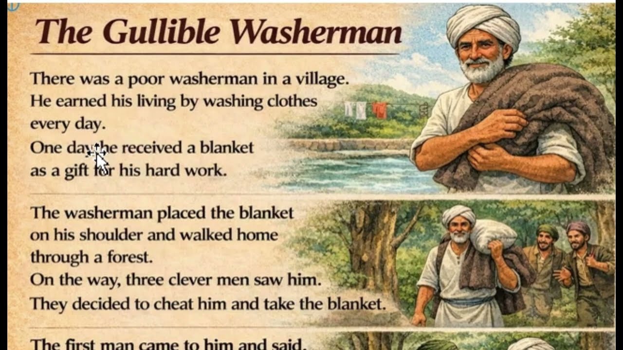 The Gullible Washerman | How to read English  | English reading practice | English learning ||