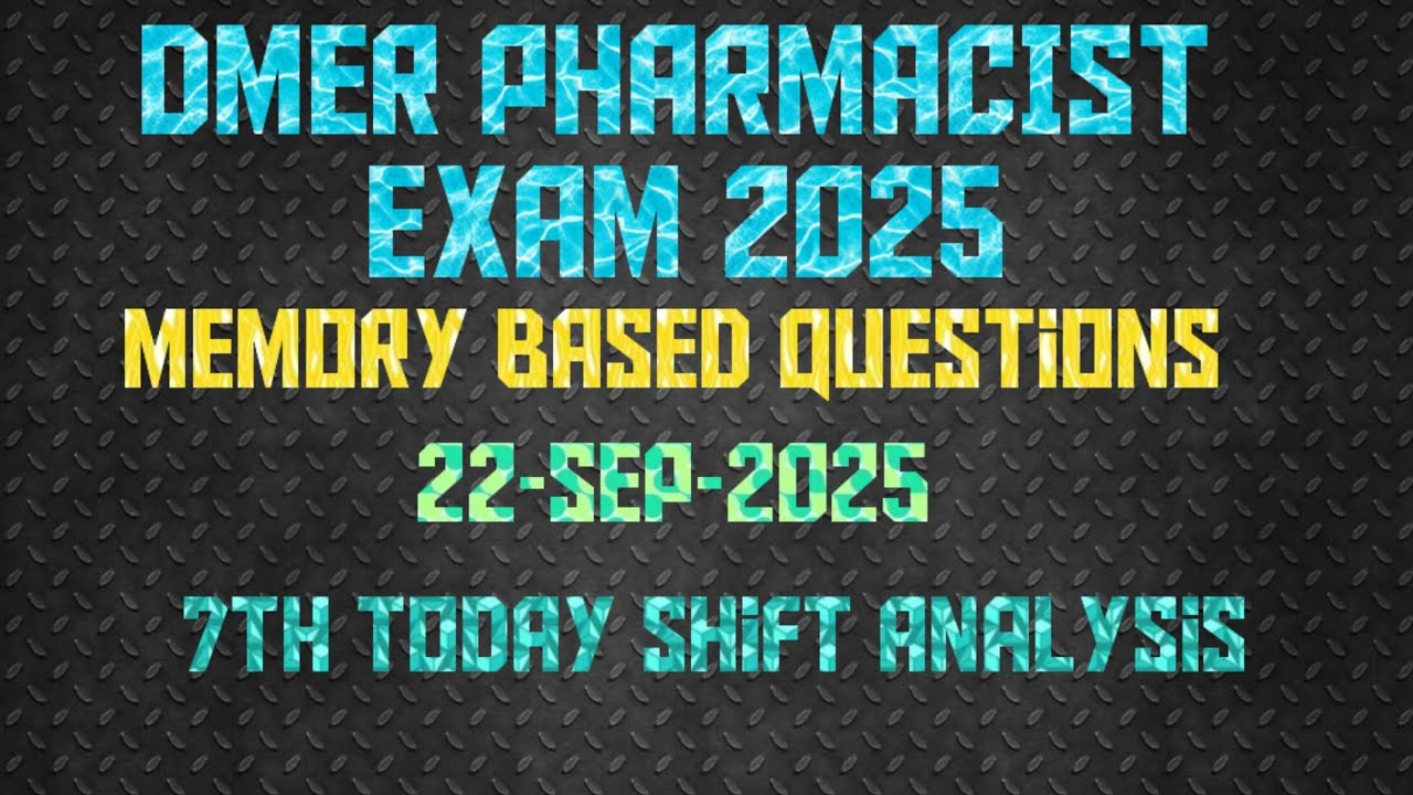 DMER Pharmacist Question paper today analysis |#22-Sep-2025