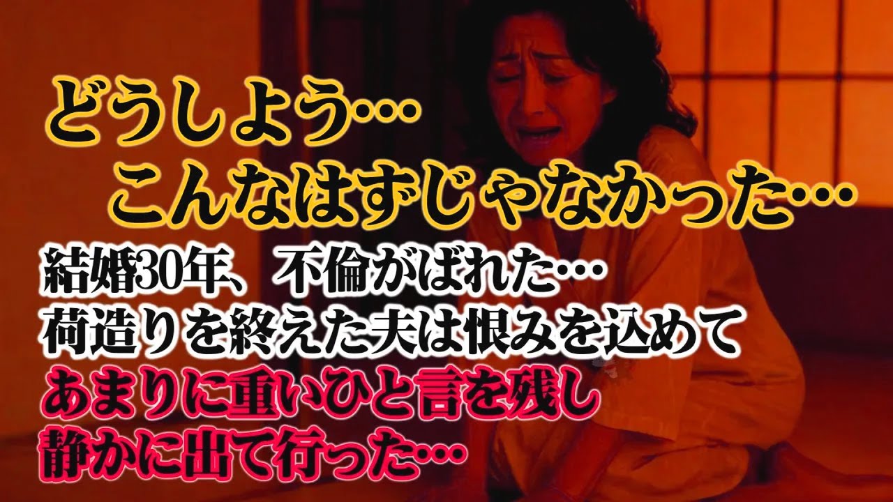 【離婚】どうしよう…夫に見られて不倫バレ…結婚30年、ホテルから出る私と彼を見つめる夫の視線…帰宅すると、荷造りを終えた夫は恨みのこもった目で、あまりに重いひと言を残し静かに出て行った…【シタ妻】