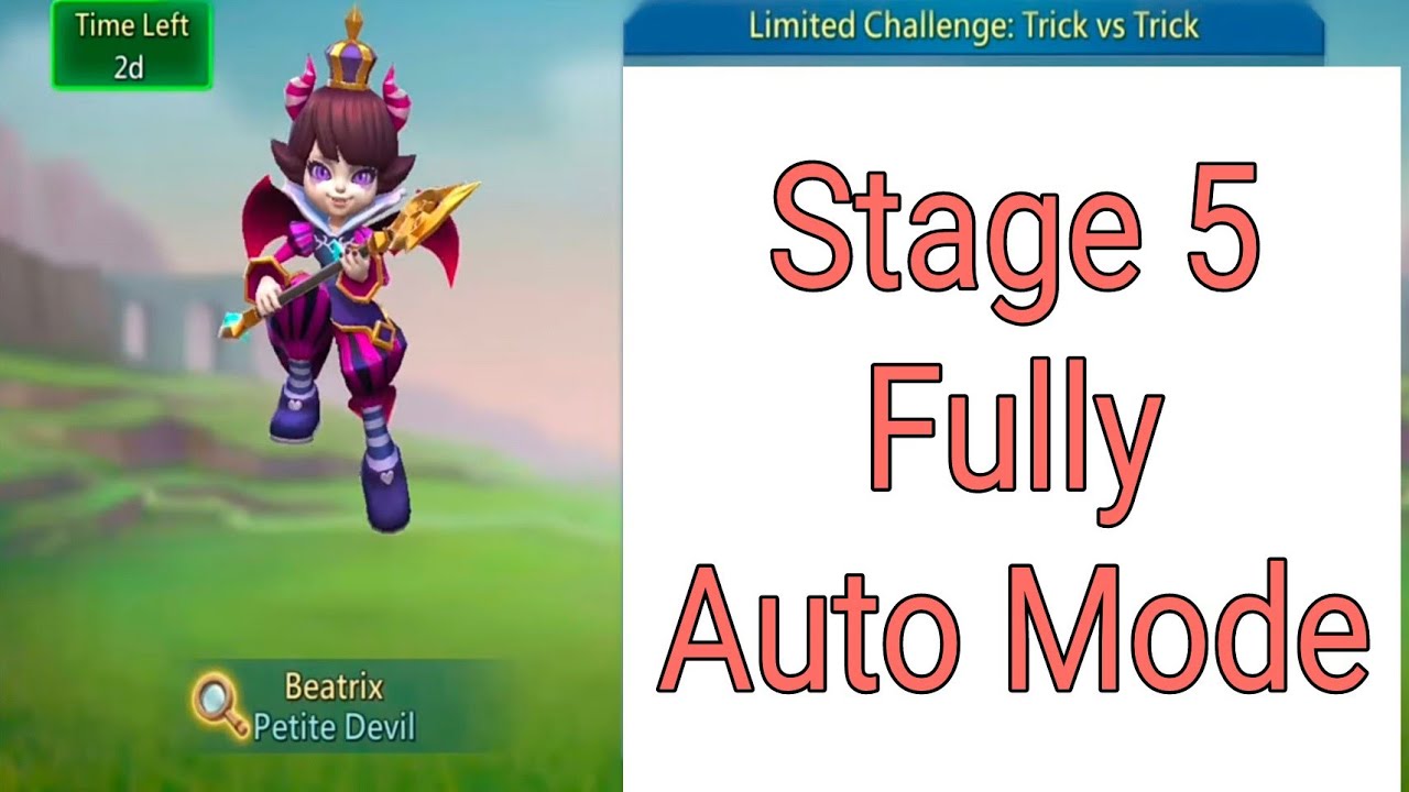 Lords Mobile Limitted Challange: Trick vs Trick Petite Devil Stage 5 F2P Heroes No Auto Mode