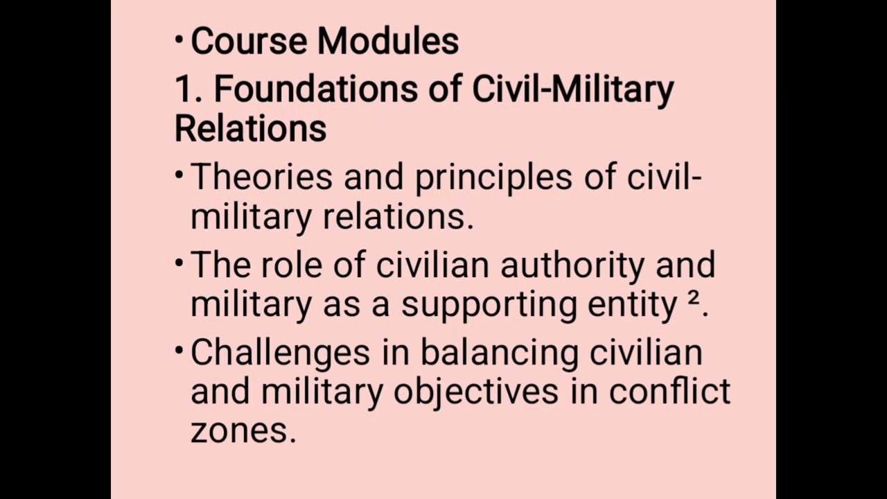 Civil military Relations and Peace Building - Course Outline 