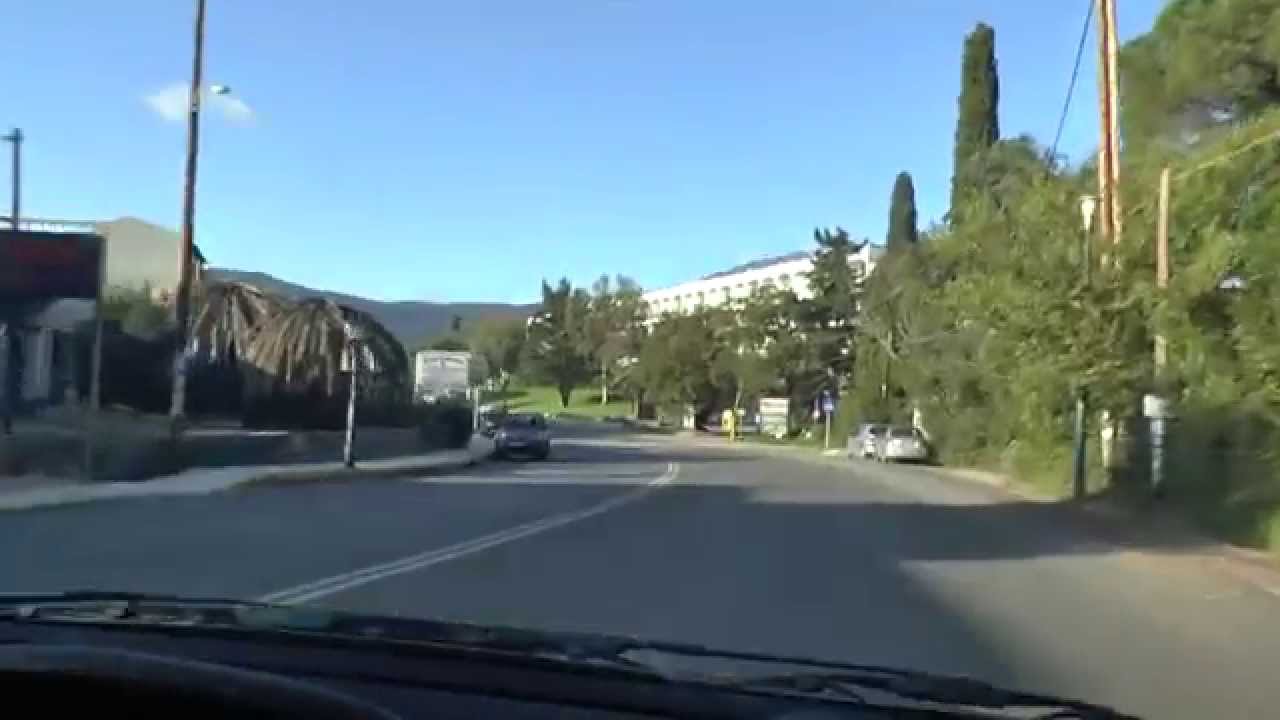 driving into Dassia, Corfu, Greece