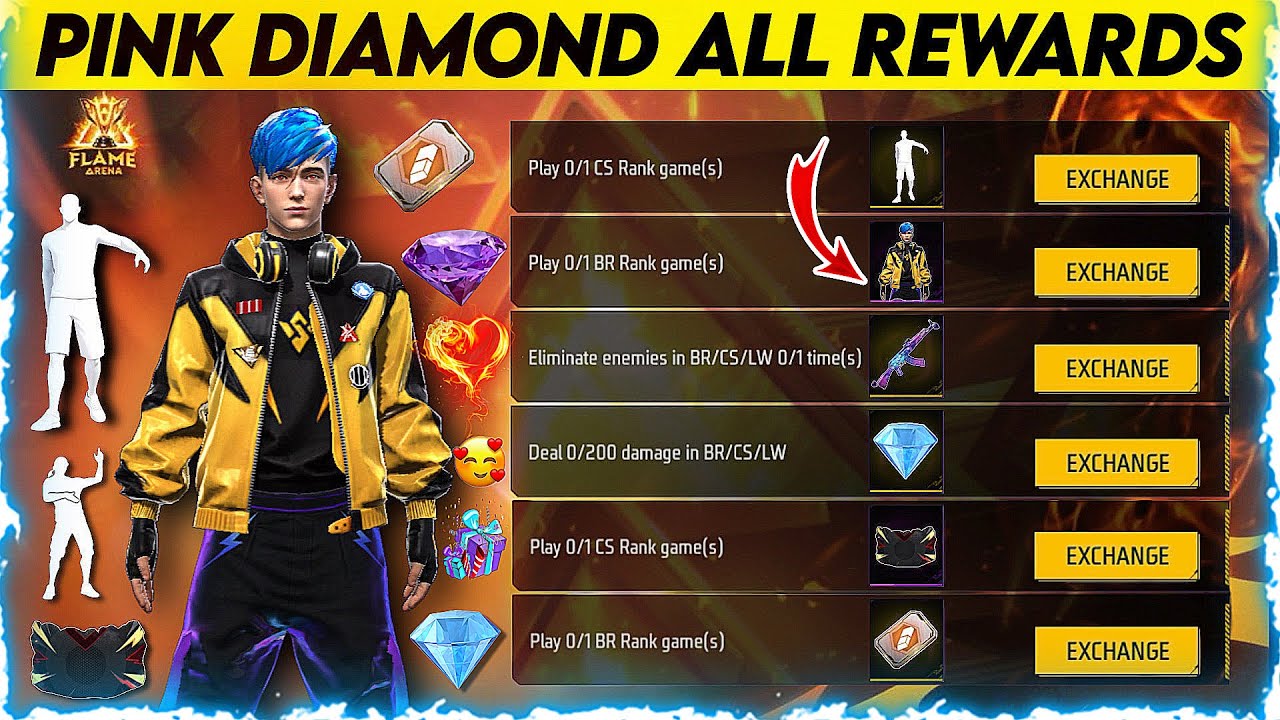 FREE FIRE PINK DIAMOND EVENT | PINK DIAMOND EVENT ALL REWARDS | FREE FIRE PINK DIAMOND EVENT STORE