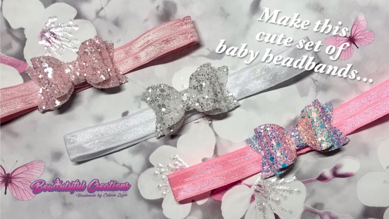 Hair bow tutorial: how to make baby headbands with glitter fabric bows