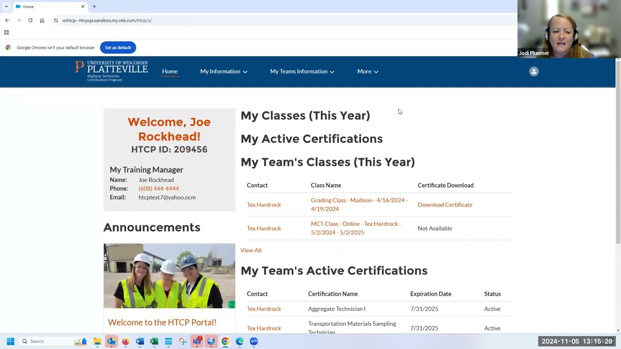 11/5/24 Training Manager Training  (Tier 1) for HTCP Portal