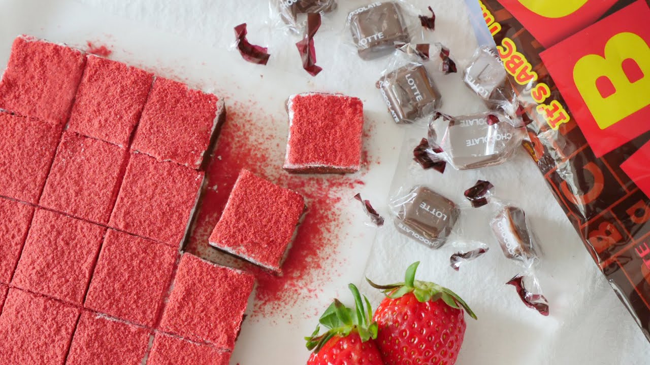 (종이컵 계량) ABC초콜릿으로 만드는 초간단 '딸기 파베초콜릿'🍓🍫 Strawberry Chocolate Truffles 生チョコ, トリュフチョコレート