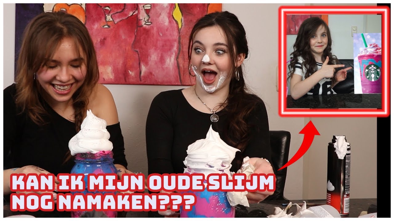 MIJN OUDE SLIJM FRAPPUCINO NAMAKEN CHALLENGE met CAMILLE – KAN IK NOG SLIJM MAKEN? - BIBI