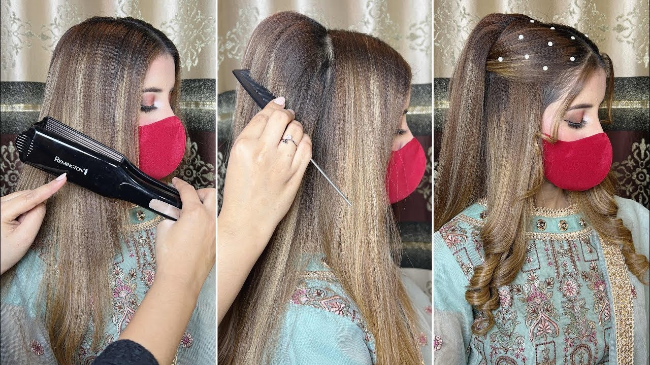 Reception hairstyle for bridesmaid | front hairstyle for engagement bride | heavy bridal hairstyle |