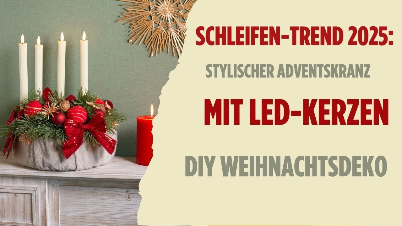 Schleifen-Trend 2025: Stylischer Adventskranz mit LED-Kerzen | DIY Weihnachtsdeko