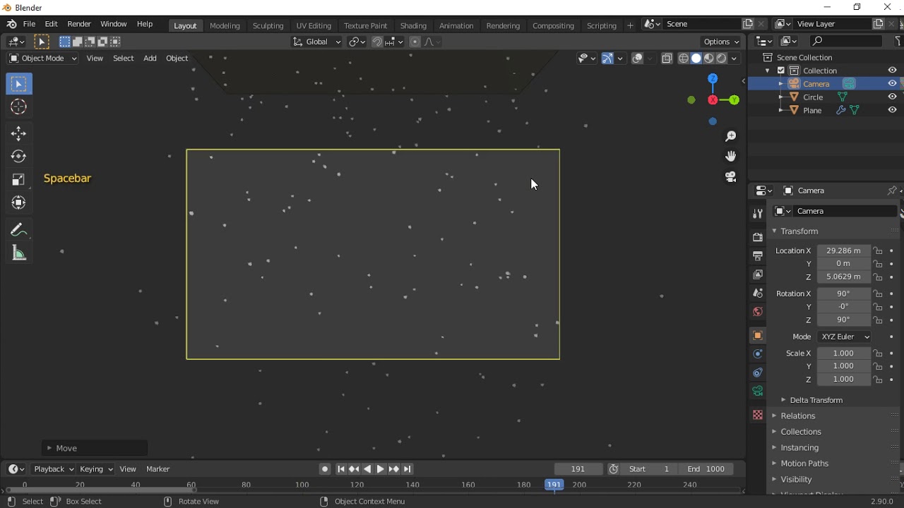 How to make a easly snowfall in Blender 2.90