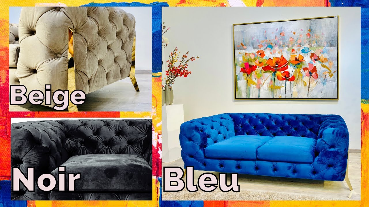 Meubles Plus Algérie - Salon capitonné 6 places en velours