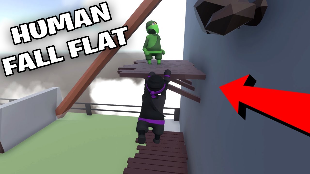 2 NINJA WARRIORS DOING WALL CLIMBING CHALLENGE in HUMAN FALL FLAT