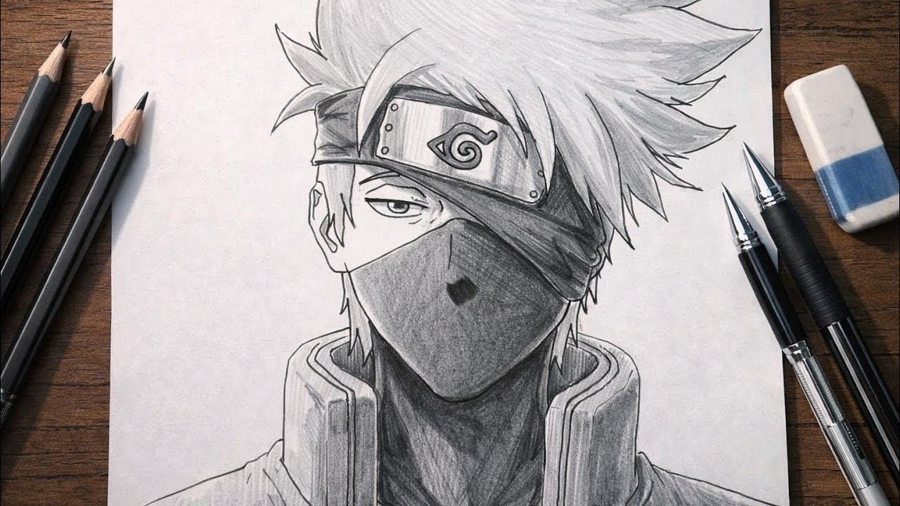 How to draw Kakashi Hatake step by step | Drawing Anime tutorial for beginners