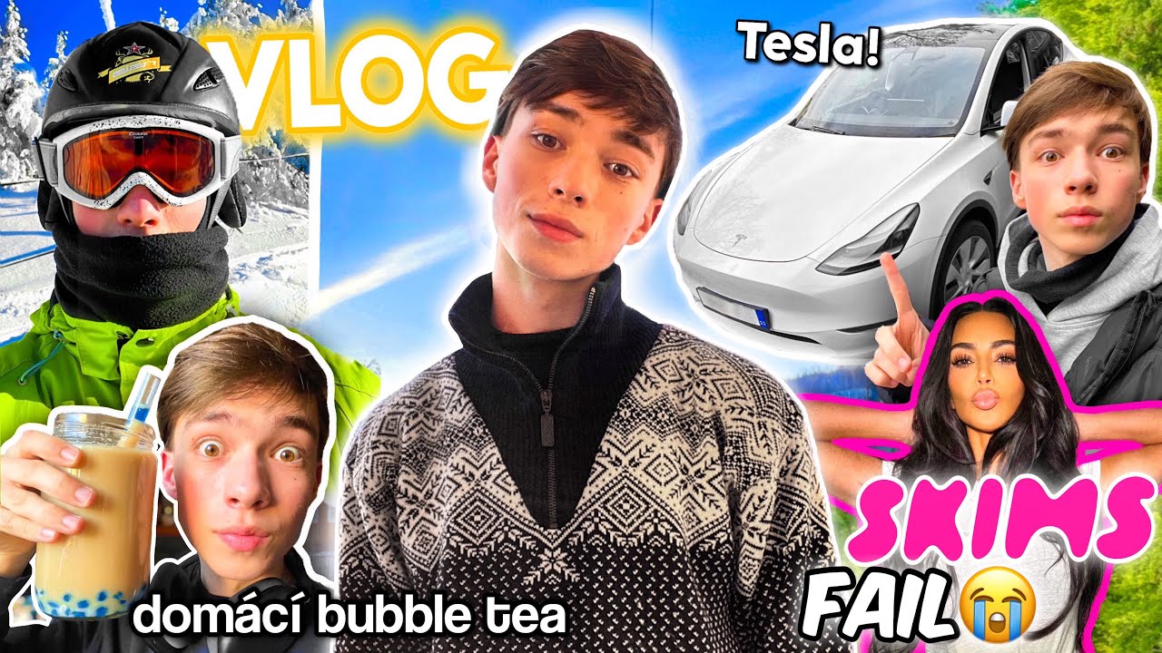 VLOG: Domací Bubble Tea, Tesla, Skims Objednávka, Zdravé Vafle, Hory, Obří Unboxingy a Iced Coffee!