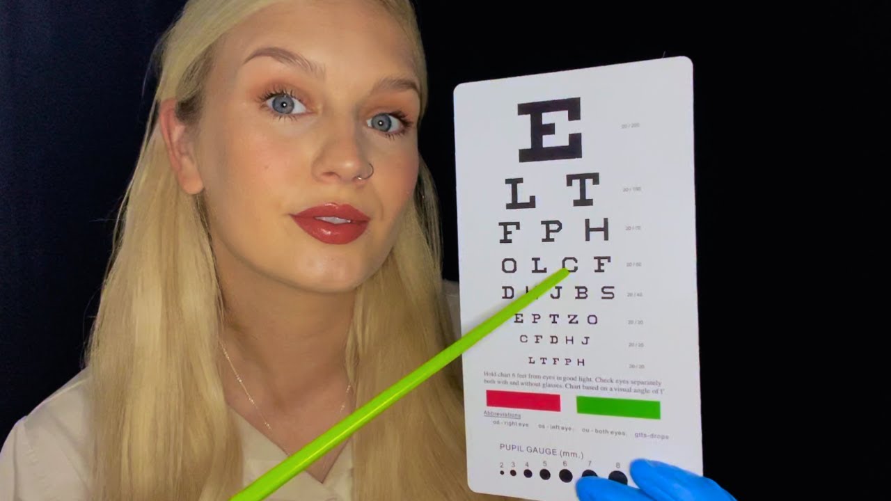 ASMR Eye Exam Role Play | Chart, Pen Light, Follow My Instructions, Eye Drops...