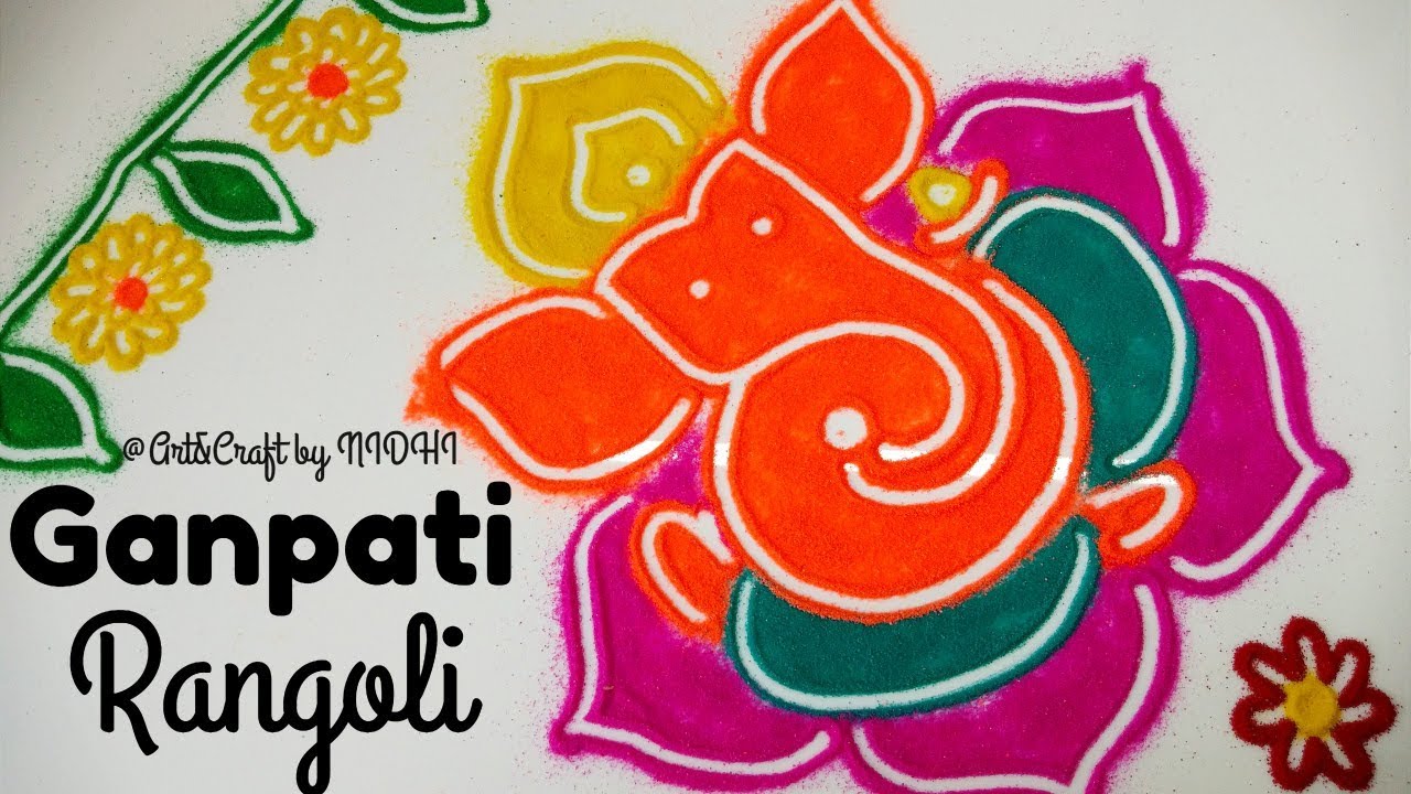 Very quick and easy Ganpati Rangoli Design /ganpati rangoli designs easy