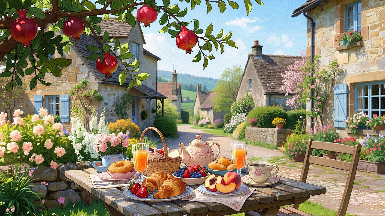 Spring Lofi Picnic 🍓🌿 Calm Village Ambience | Study / Chill / Coffee Beats