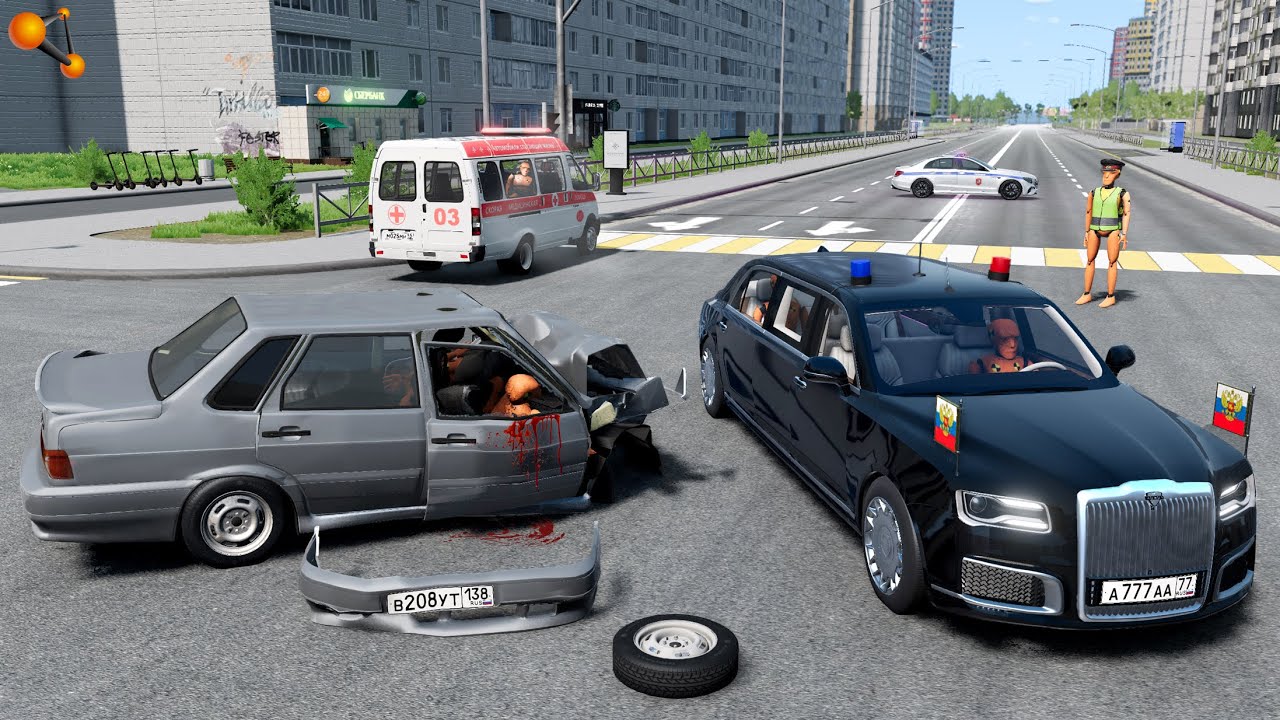 БРОНИРОВАННЫЙ АВТОМОБИЛЬ ПРЕЗИДЕНТА! КРЕПКАЯ ЗАЩИТА ПРИ ДТП | BeamNG.drive