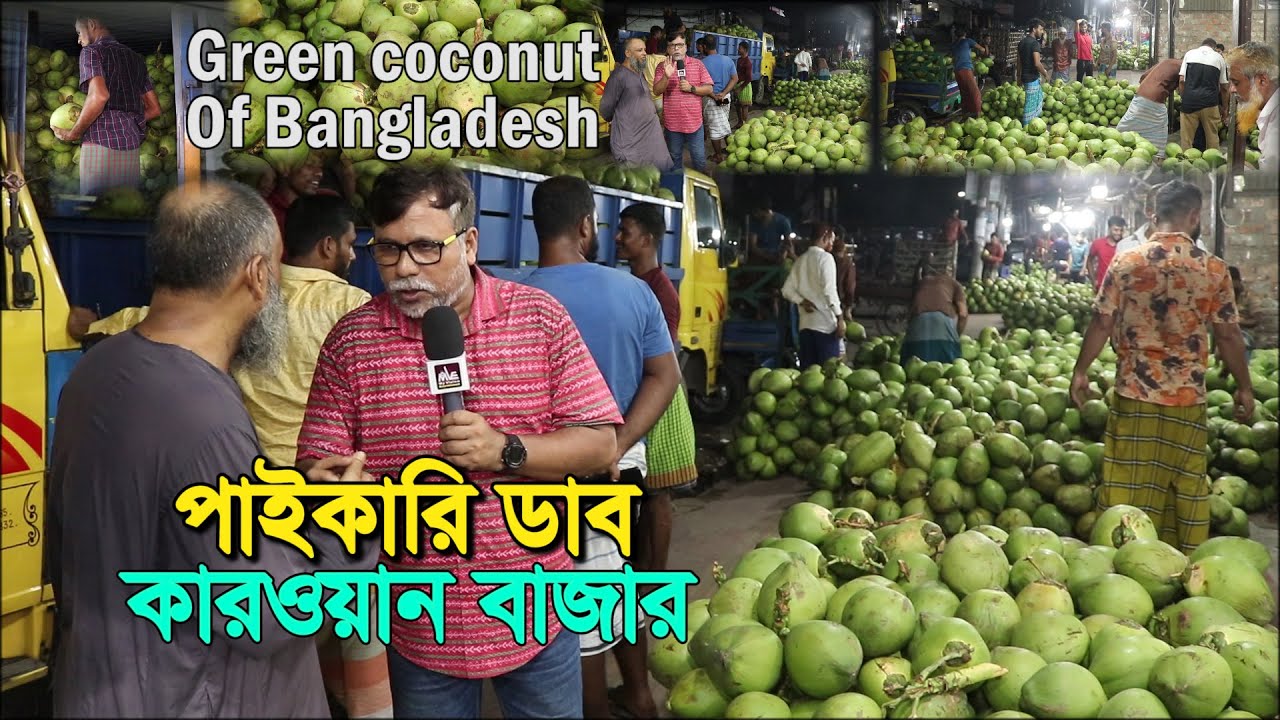 পাইকারি ডাব বিক্রি কারওয়ান বাজার | সারারাত চলে ডাব কেনা-বেচা | Green Coconut sale | Chaka bazar |