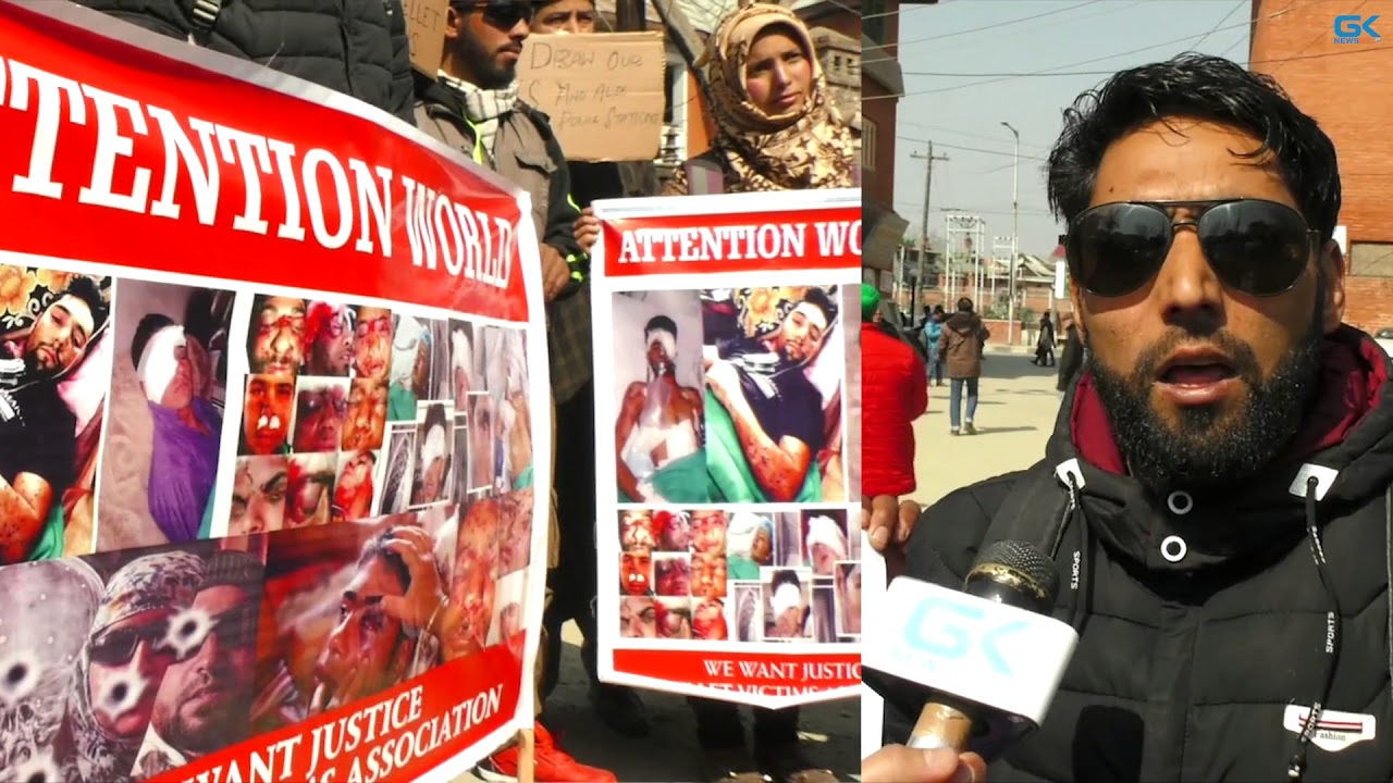 Pellet victims stage protest in Srinagar, appeal for help