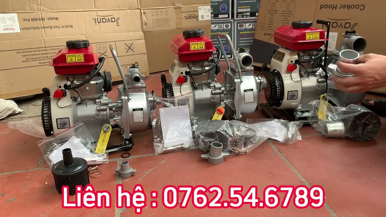 Ba mẫu máy bơm nước chạy xăng mini xách tay mẫu mới nhất 2024 - ống 27-40-50 siêu tiện lợi