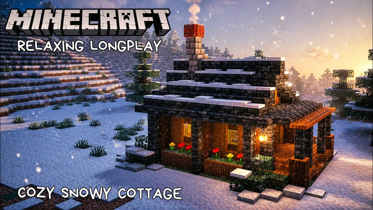 Minecraft Relaxing Longplay - Building a Snowy Cottage (No Commentary) [1.21.3]