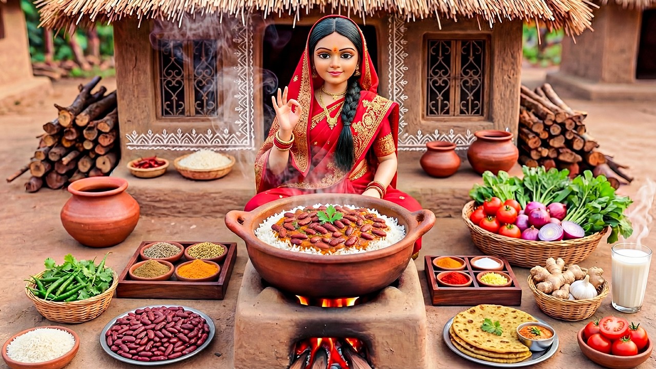 Miniature Doll Rajma Chawal Cooking ASMR 🍛🍚 | Indian Village Tiny Kitchen Story