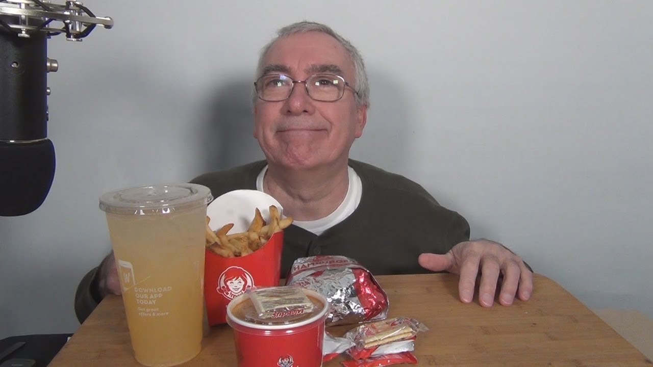 ASMR Eating Wendys Barbecue Bacon Cheeseburger Combo with Chilli