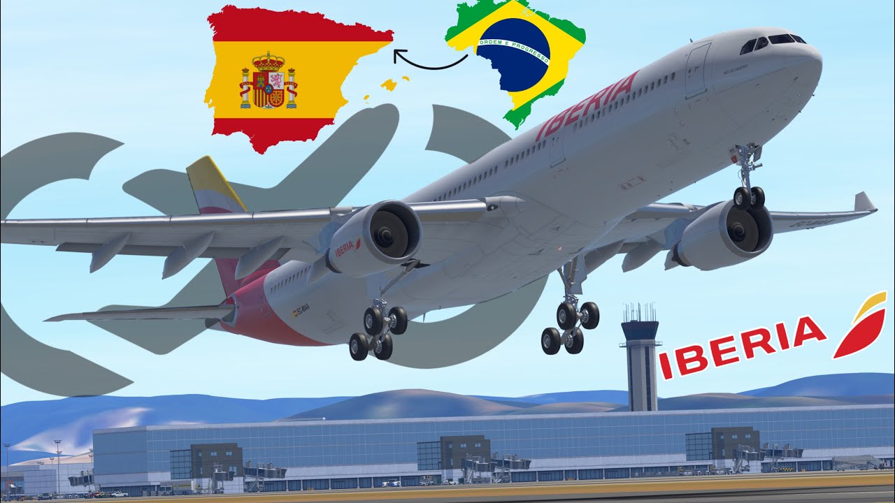Infinite Flight (22.1): São Paulo GRU) - Madrid (MAD) | Iberia A330-300 | cinematic Timelapse