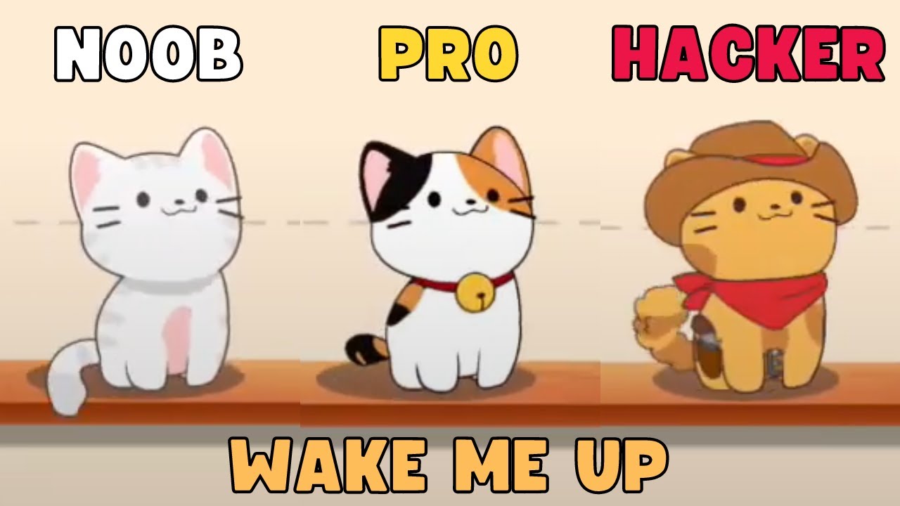 Дуэт милых котов: Разбуди меня Noob vs Pro vs Hacker version, Duet Cats Meow😻