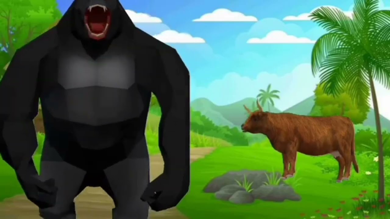 गोरिल्ला और शेर।।एनिमल कार्टून। कार्टून विडियो। कार्टून स्टोरी।cartoon bideo.